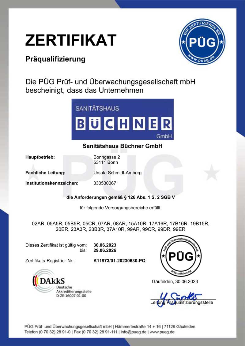 Sanitätshaus Büchner - Zertifikat 