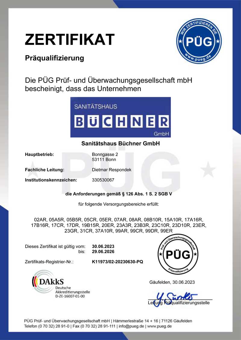 Sanitätshaus Büchner - Zertifikat 